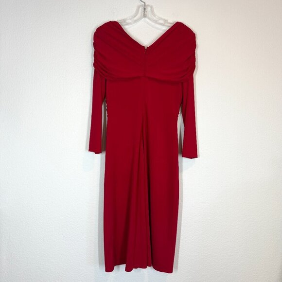 Tadashi Collection Red Dress Medium Red Cocktail Holiday Jersey Sheath - Picture 3 of 10